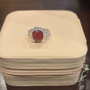 July 25: Ruby on Rhodium Ring